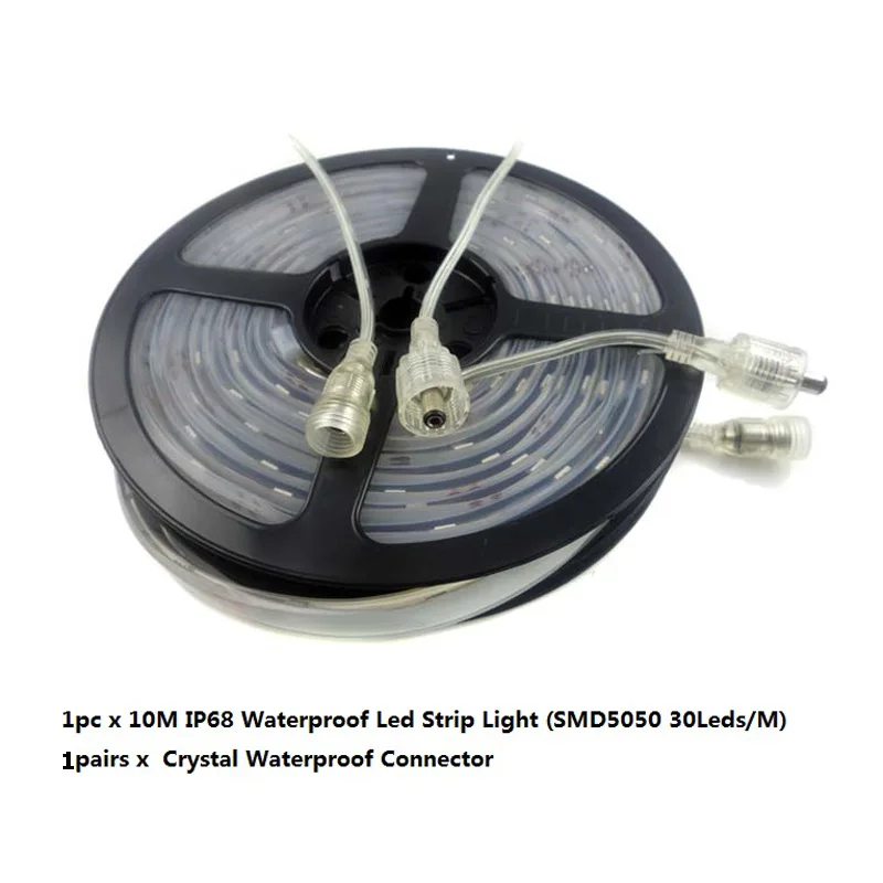 Светодиодная лента Водонепроницаемая IP68 10 м 300 SMD 5050 гибкая 12 В RGB Теплый дневной