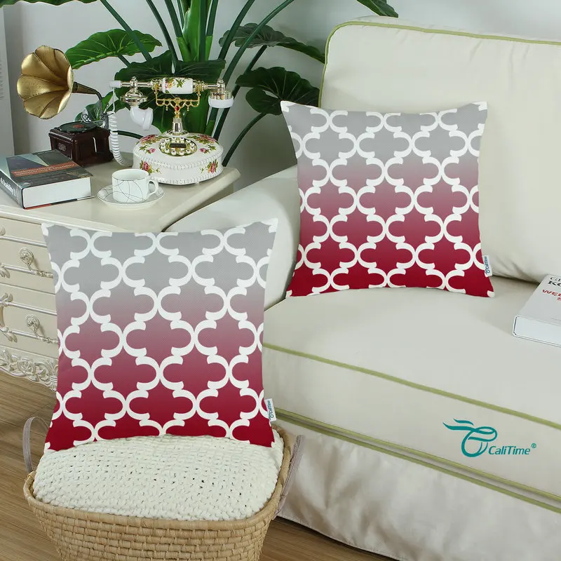2 шт квадратная наволочка CaliTime для подушек градиентная форма Quatrefoil Accent