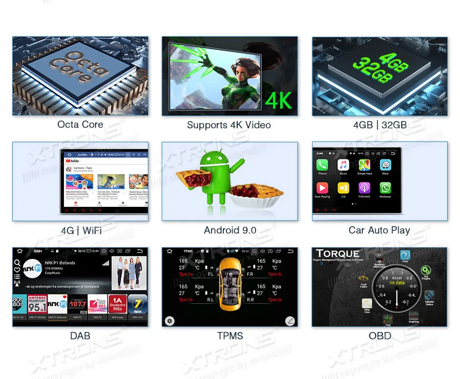 XTRONS 2 Din 10 1 ''Android 9 0 Восьмиядерный Универсальный Автомобильный DVD Радио стерео