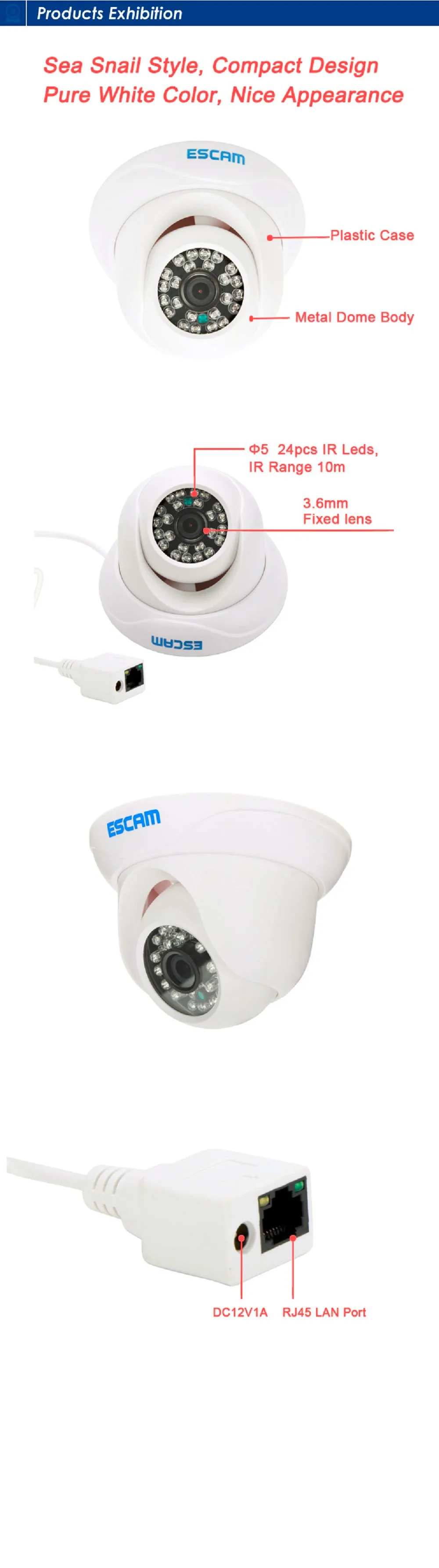 Escam Улитка QD500 onvif Крытый камеры p2p hd камера видеонаблюдения Маскировка конфиденциальности и ночного видения камера fuction