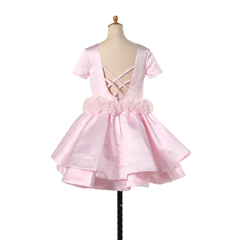 Розовые Красивые платья для девочек с цветами многоярусные первого причастия