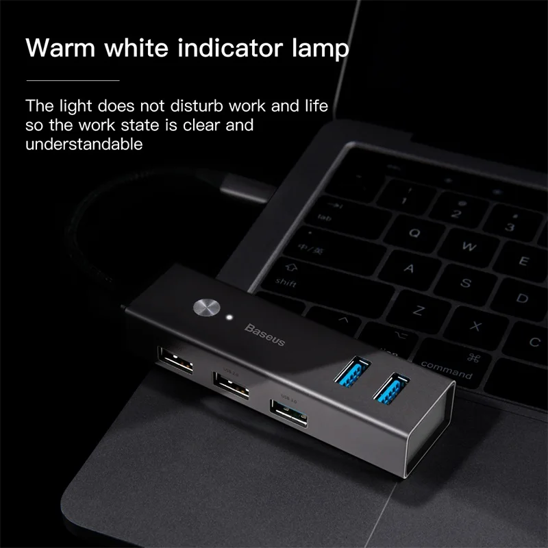 Baseus Мульти USB 3 0 2 C концентратор Тип 5 Порты и разъёмы usb type c адаптер со световым