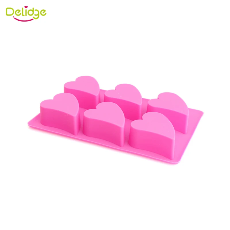 Delidge 1 шт. 6 отверстий сердце Форма торт формы силиконовые 3D Маффин кекс украшение