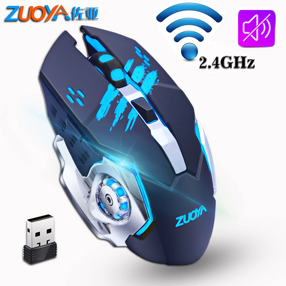 Бесшумная игровая беспроводная мышь ZUOYA 2000DPI регулируемая Беспроводная