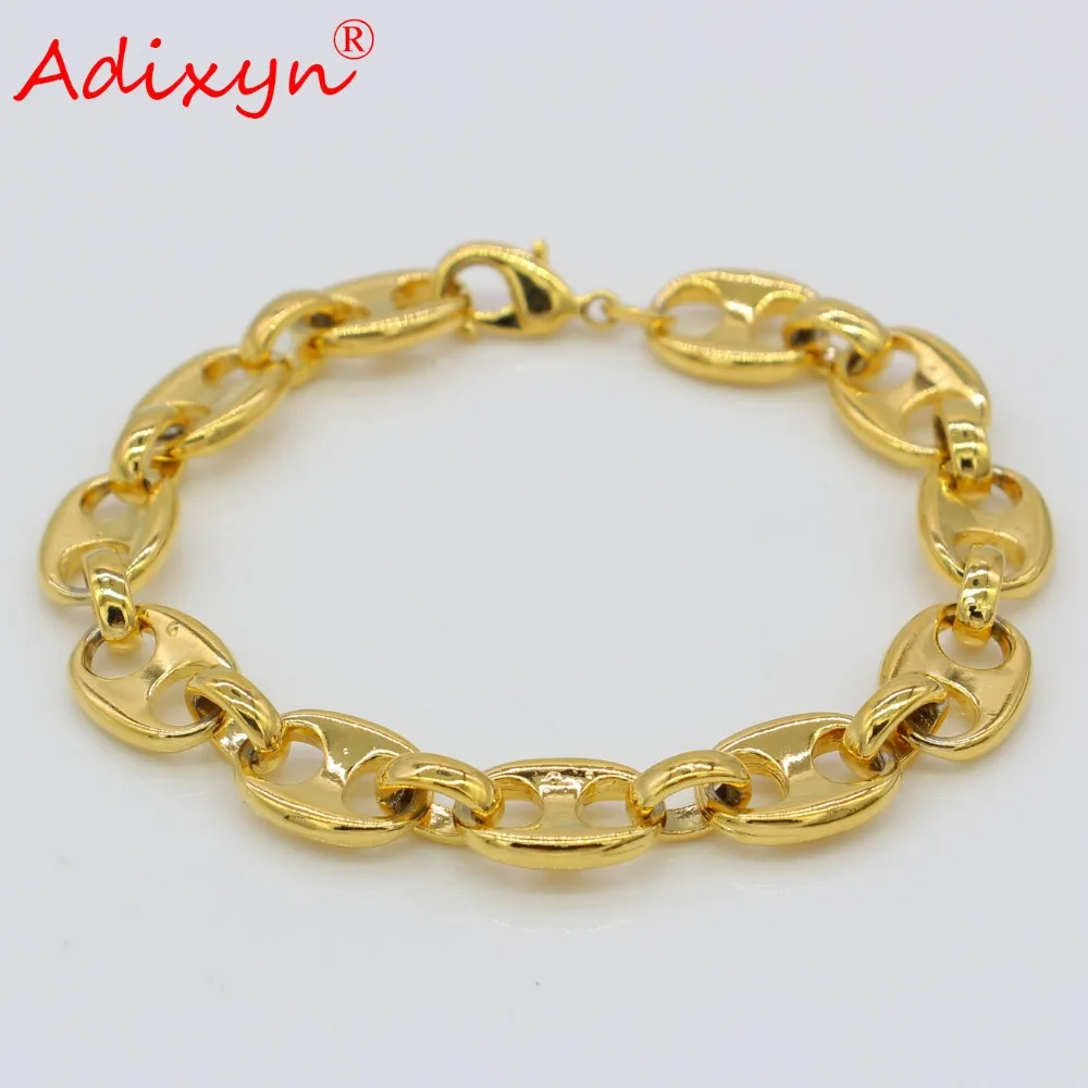 Adixyn 21 см ширина 1 мужской и женский браслет золотой цвет африканская цепь