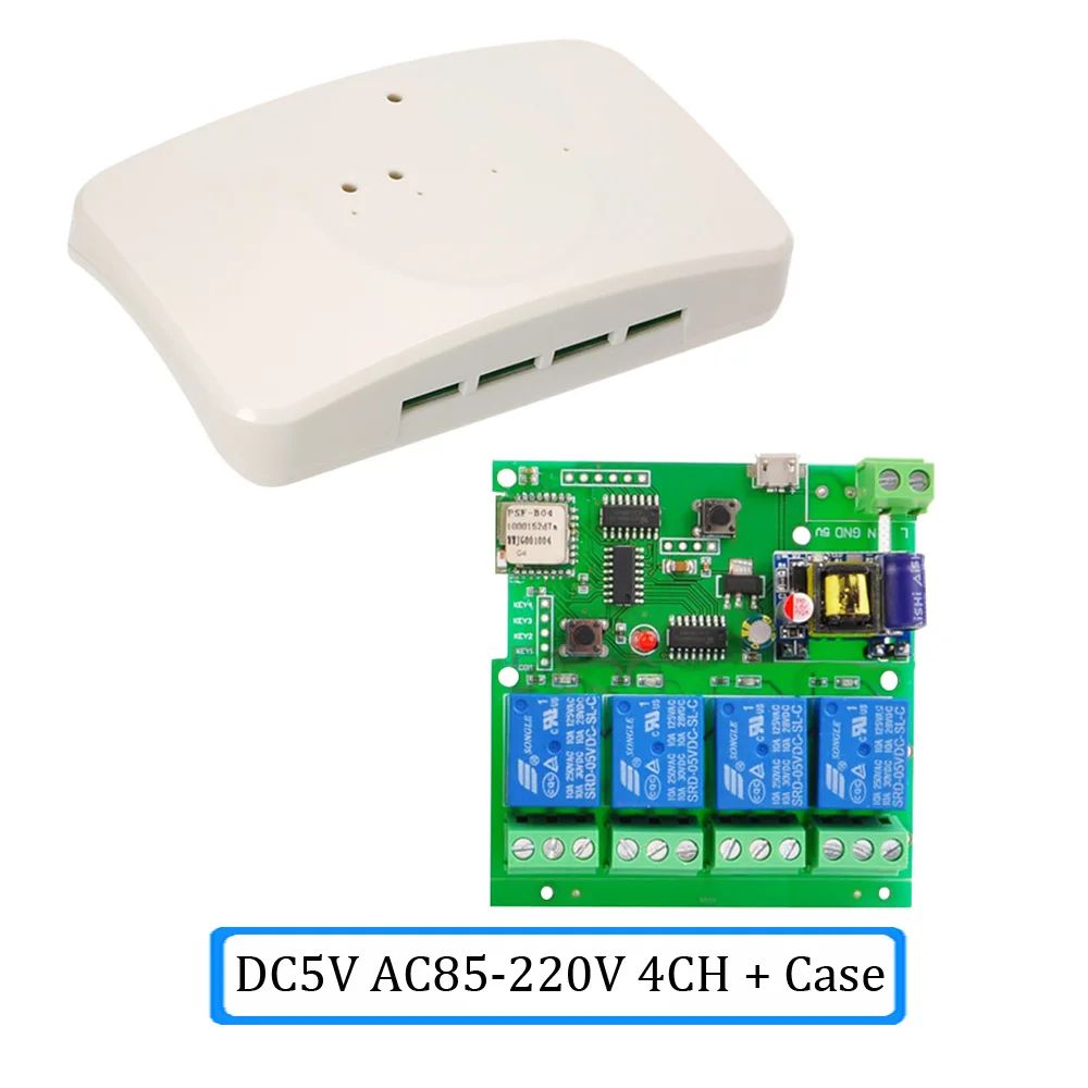 AC85-220V A Case Смарт-модуль дистанционного управления eWeLink 4CH DC5V 12 в 32 В 220 В Jog Inching самоблокирующийся радиочастотный приемник 10A реле wifi беспроводной переключатель - Комплект: AC85-220V A Case