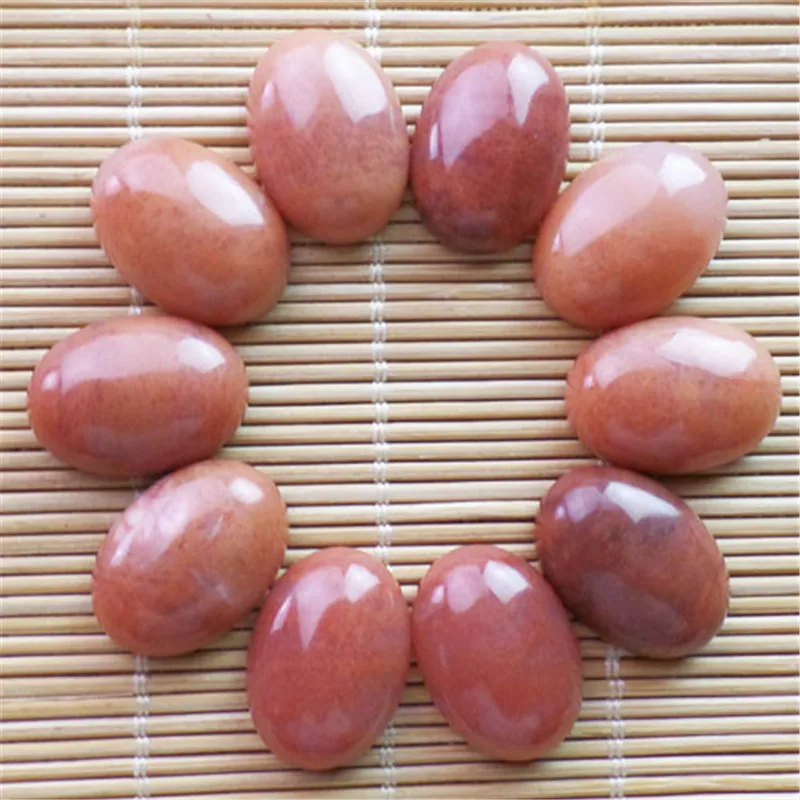 (10 шт./лот) Оптовая Продажа Природный Красный авантюрин Овальный Кабошон 18x13x5 мм