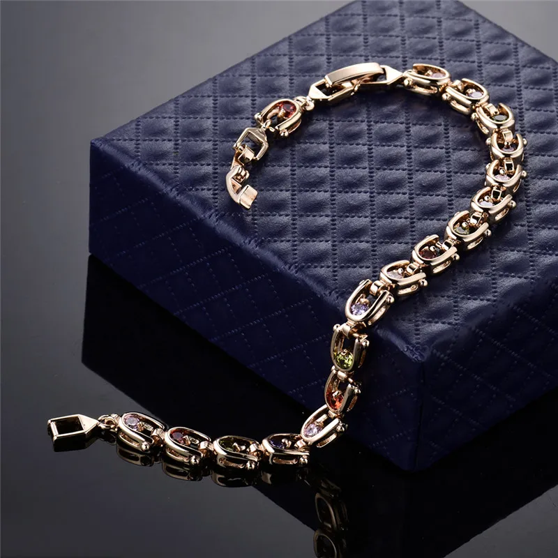 Женский винтажный браслет BUDONG из серебра/золота с разноцветными кристаллами 18