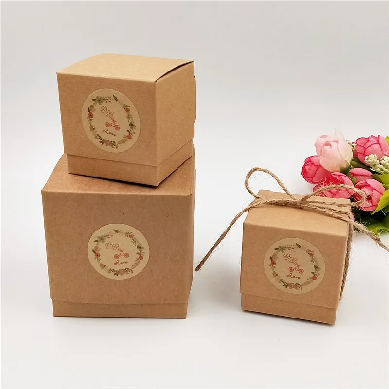 

30Pcs/Lot little Square Paper Packaging Jewelry Box With Hemp rope,Gift Box Packing For small Gift /tea/jewelry/candle