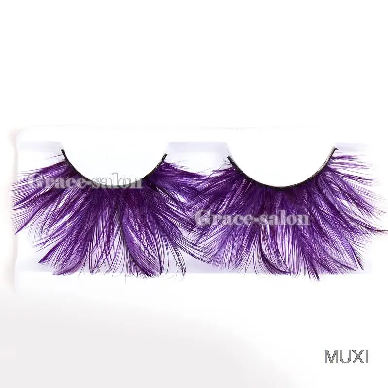 Ресницы с фиолетовыми перьями для макияжа вечеринки Хэллоуина косплея