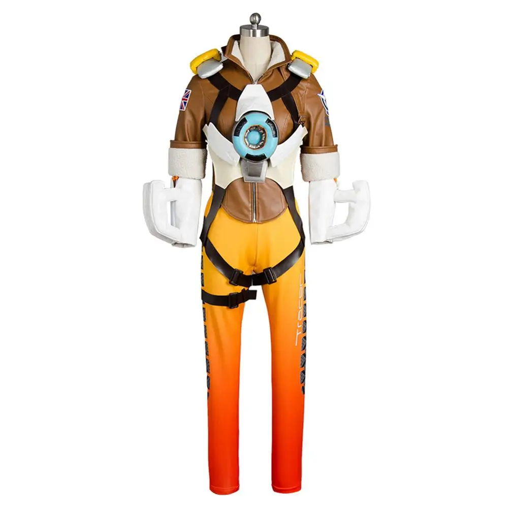 Costume Only Игра OW cosplay Lena Oxton Tracer костюм Солдат 76 Tracer Косплей Костюм Костюмы на Хэллоуин для взрослых Tracer костюм маска - Цвет: Costume Only