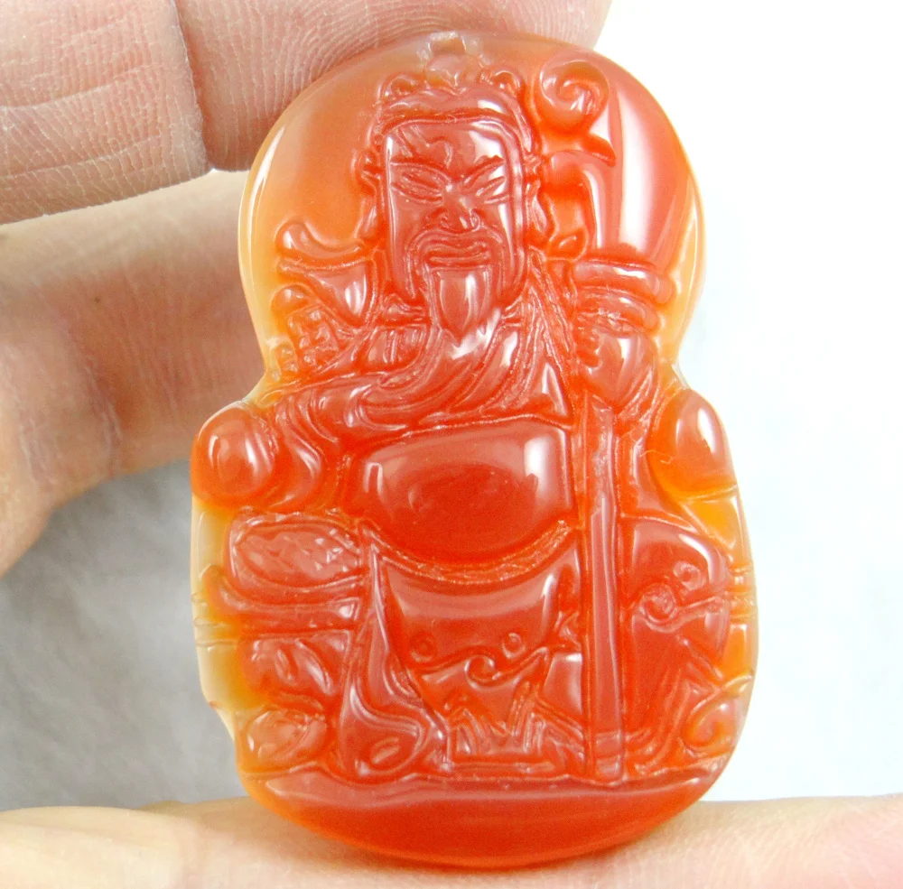 

Fashion Unique red Marine chalcedony stone hand-carved Guan Yu pendant Gems beads jewelry Making 3Pcs/lot free shipping