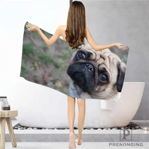 Пользовательские pug_puppy(2) тряпка для ванной комнаты Полотенца лицо Полотенца/ванна Полотенца душ Полотенца s Размеры 33x74 см/72x143 см#18-12-17-07-335 - Цвет: Face or Bath Towel