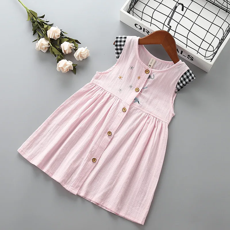 2-7 year High quality girl dress 2021 new summer casual cartoon solid kid children clothing party birthday princess | Детская одежда и