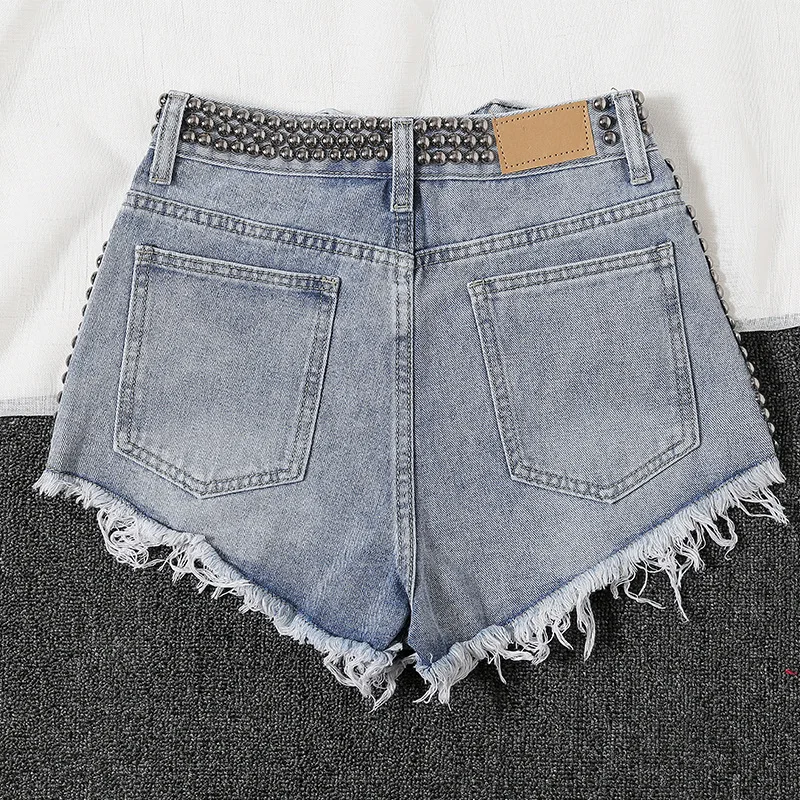 Новые короткие женские светло голубые/белые джинсовые шорты с завышенной талией