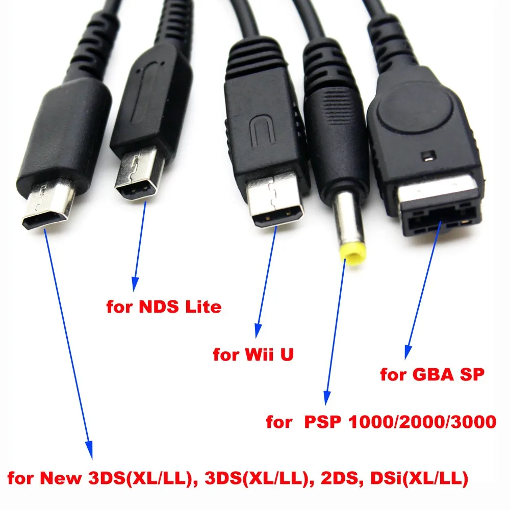 5 в 1 USB кабель для зарядки зарядное устройство адаптер PSP/ Nintendo/ WII U/ GBA SP/ 3DS NDSL XL DSI