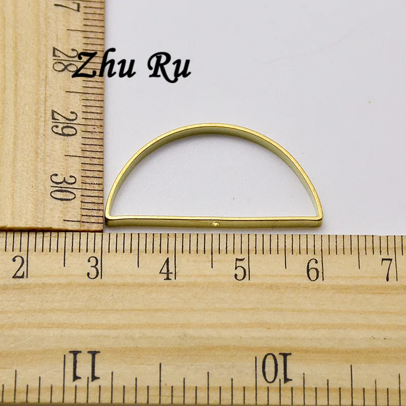 20pcs/lot zhu ru copper 30mm Geometric hollow half ring Charms Horseshoe letter D Pendants Connectors fermoirs pour fabrication | Украшения