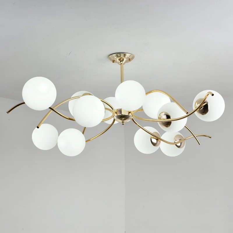 12 lights D128 H46cm Стеклянный люстра, светильник, золотой блеск, лампа для гостиной, кухни, спальни, Современный домашний декор, светильник, светильники, Металлическая лампа E27 - Цвет абажура: 12 lights D128 H46cm