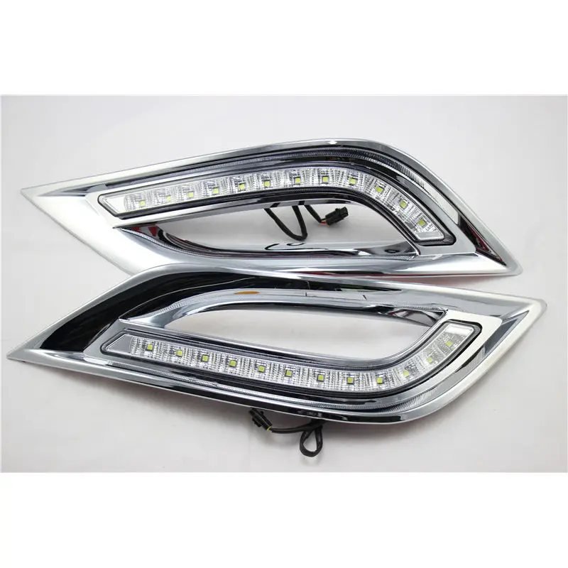 2Pcs White LED Daytime Running Fog Lights Lamp DRL For Hyundai Sonata 2011-2012 with Amber Turn Signal Light | Автомобили и