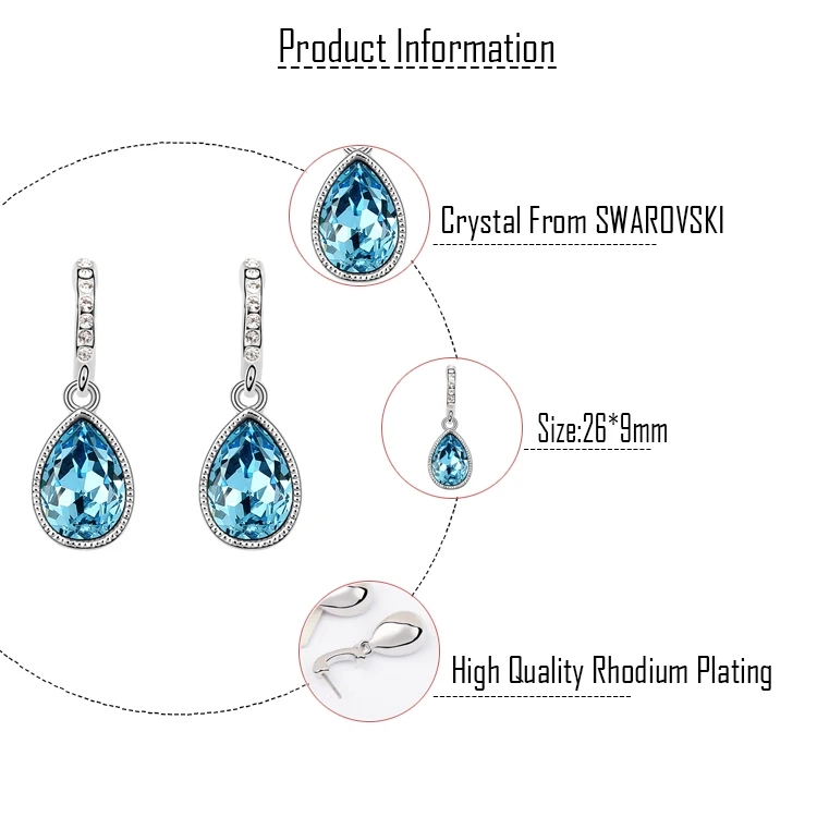 MALANDA пирсинг серьги гвоздики для женщин слезы капли воды Кристалл от Swarovski Модные