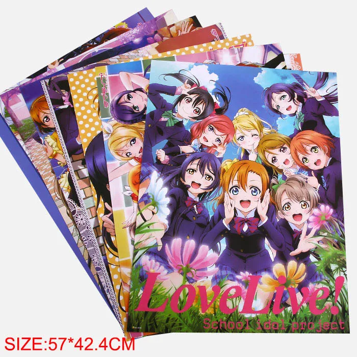 Постеры LoveLive 8 шт./лот постеры Love Live различных дизайнов большие размеры 57x42 см|love