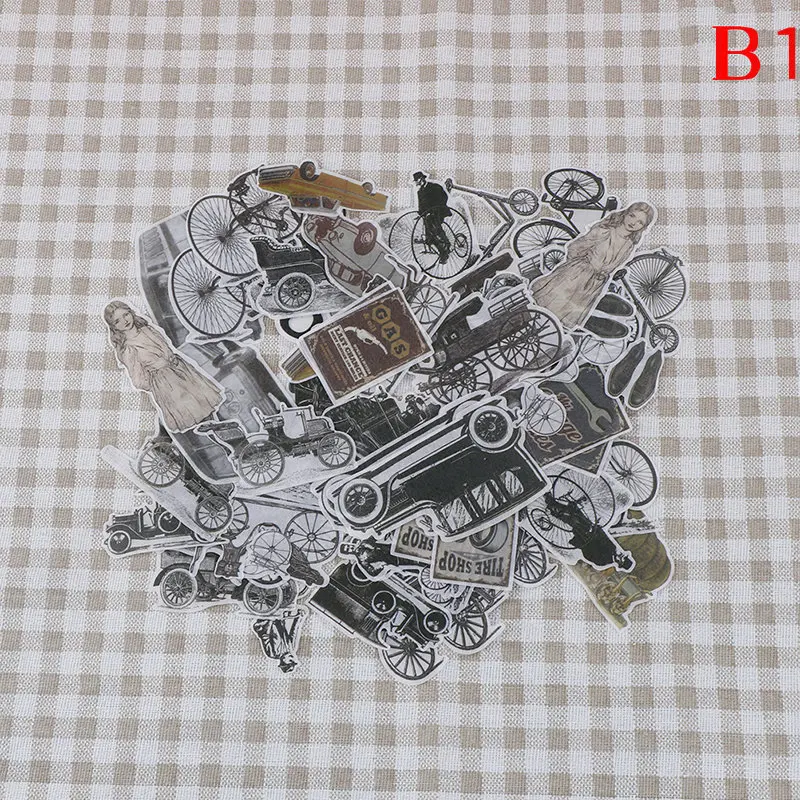 36pcs/60pcs white black retro flower truck Instruments/ stamp Sticker Seal envelope scrapbook gift decor | Дом и сад