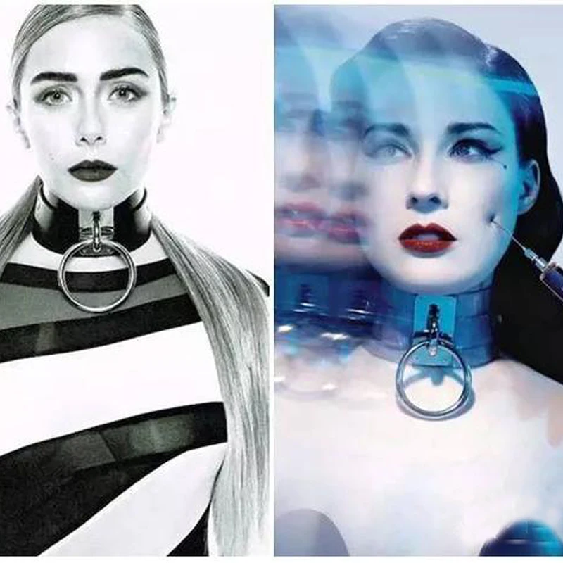 Большой Ошейник ручной работы в стиле панк рок кожаное круглое ожерелье чокер из