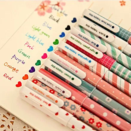 (10 pieces/Lot) New Cute Colorful Gel Pen Kawaii material escolar papelaria Stationery School Office Supplies | Канцтовары для