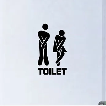 Забавный знак входа в туалет Виниловая наклейка для магазина офиса дома кафе