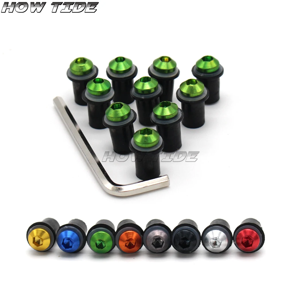 Болты для лобового стекла мотоцикла 10 шт. 5 мм комплект крепежных болтов с