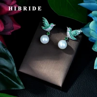 hibride new fashion jewelry drop design bird shape earrings shining aaa cz drop earrings multicolor brincos statement e 59