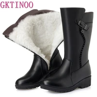 gktinoo winter boots wool fur inside warm shoes women wedges heels soft leather shoes platform snow boots footwear botas