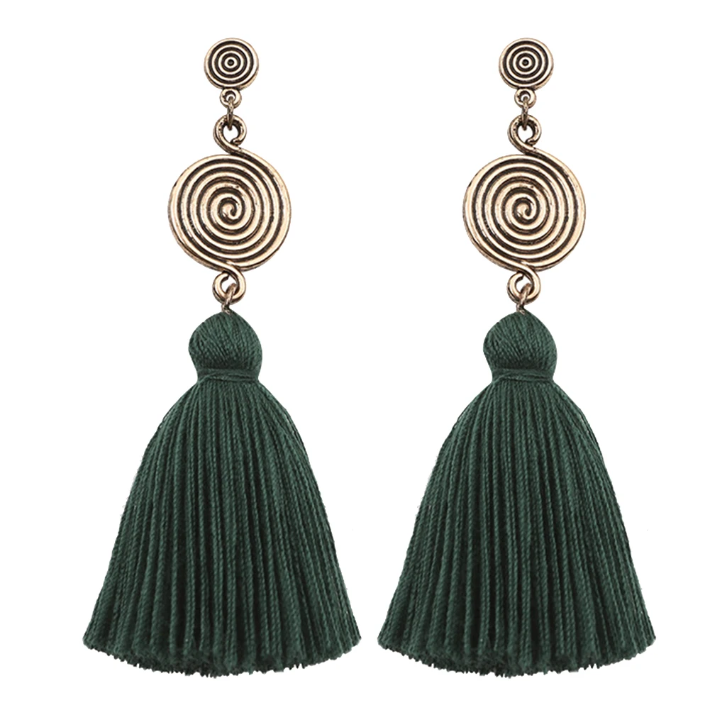 Bohemia Spiral Tassel Long Dangle Drop Women Stud Earrings Party Jewelry Gift | Украшения и аксессуары