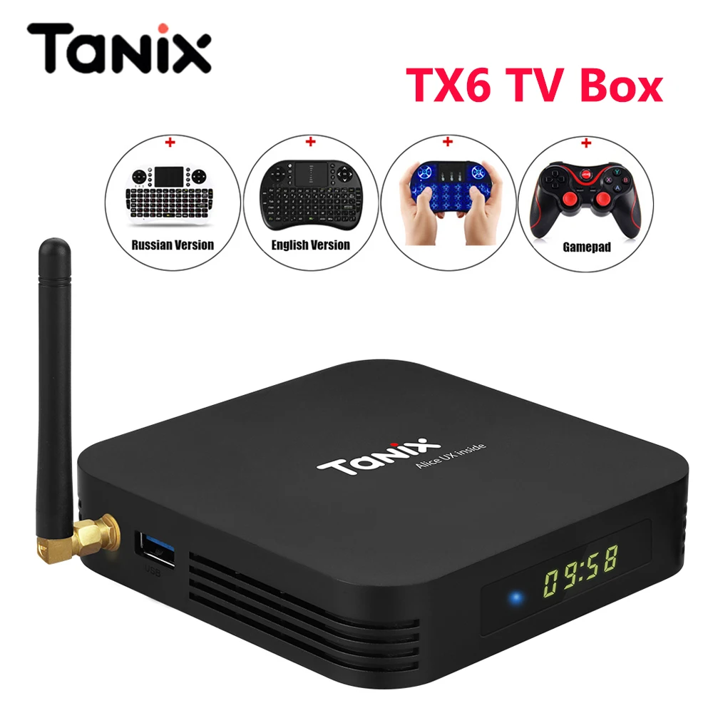 Tanix TX6 Android 9.0 TV Box Allwinner H6 4GB DDR3 32GB EMMC 2.4GHz 5GHz WiFi BT4.1 Support 4K H.265 Bluetooth 4.0 WIFI BOX | Электроника