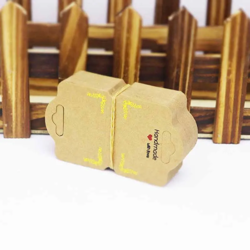 9x5cmkraft card 100 шт./лот, Золотая фольга, серьги, ожерелье, бирка, карта, сделай сам, ручная работа, браслет с любовью, украшение для волос, посылка, бирка для демонстрации - Цвет: 9x5cmkraft card