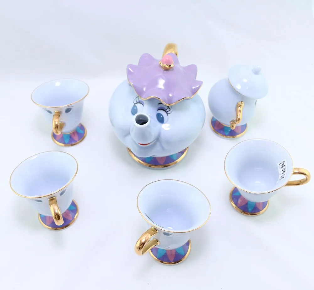 Лидер продаж 2018 чайный набор Красавица и Чудовище Mrs Potts чайник чашка сахарница