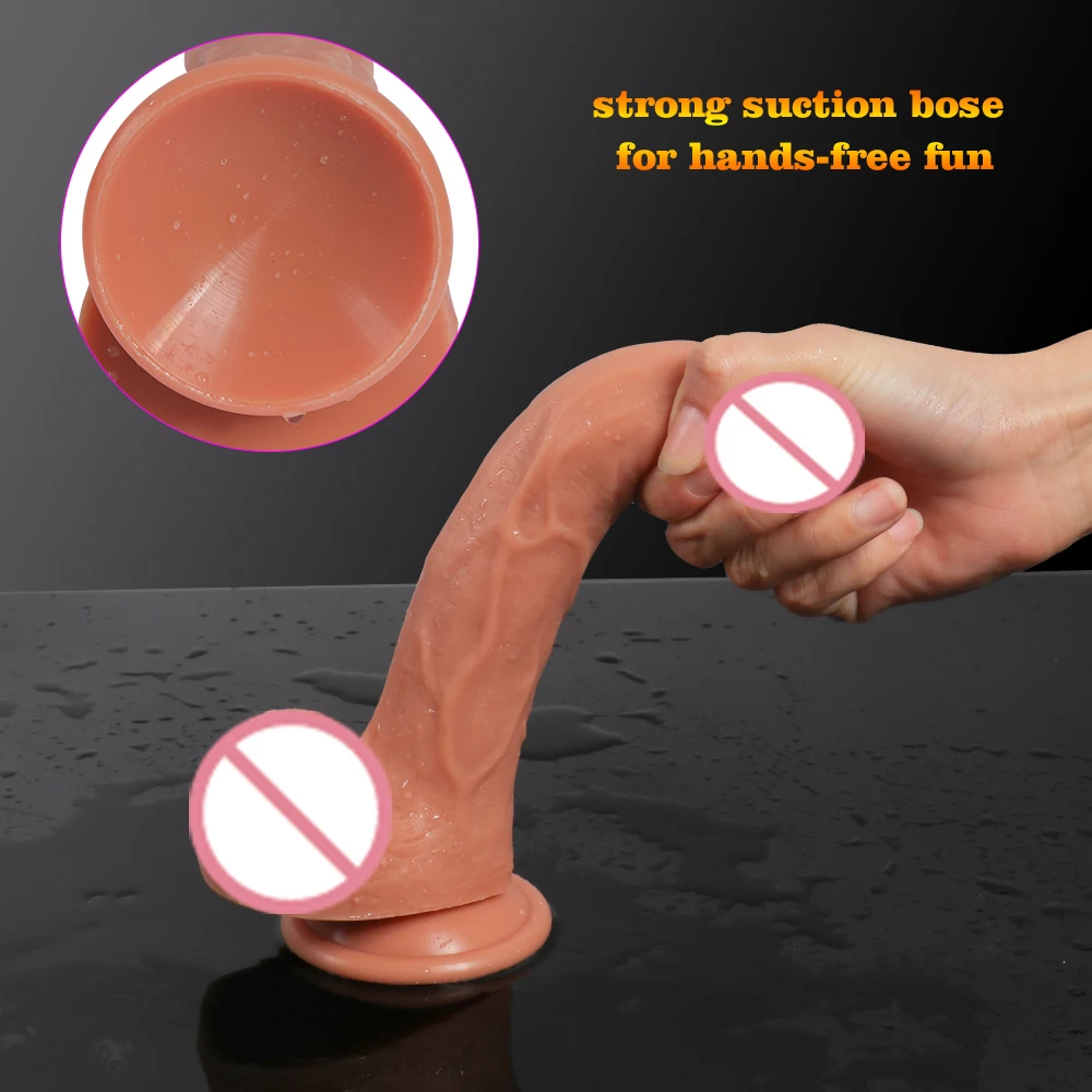 Супер мягкий и гибкий силиконовый дилдо Реалистичные мощный всасывающий пенис
