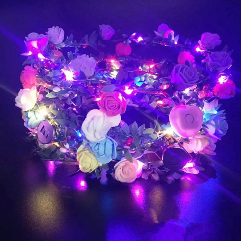 5 шт. СВЕТОДИОДНЫЙ Мигающий цветок оголовье светильник Цветочная Гирлянда Венок