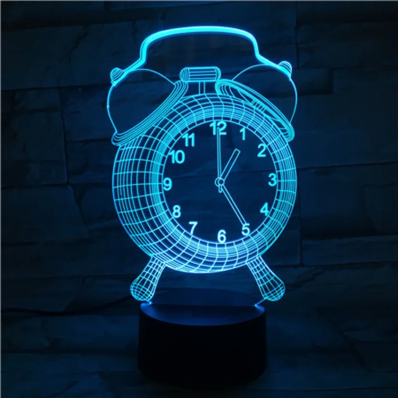 

Alarm Clock Decorative 3D LED Lighting Cable Living Atmosphere Night Light USB Home Bedroom Multicolor Table Lamp Friends gift