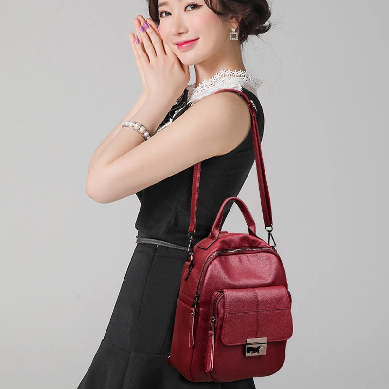 

2019 Multifunction Women Leather Backpacks Female Travel Shoulder Bag Sac a Dos Femme High Quality Ladies Bagpack Preppy Style
