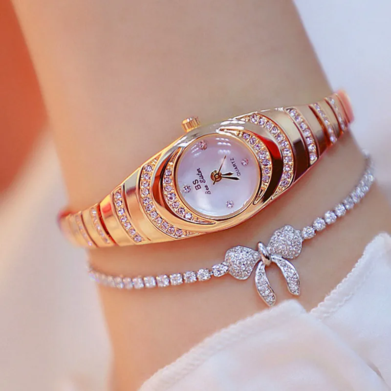 

New hot gold and silver rose gold no digital rhinestone scale high-end small chain watch female table Fashion & Casual