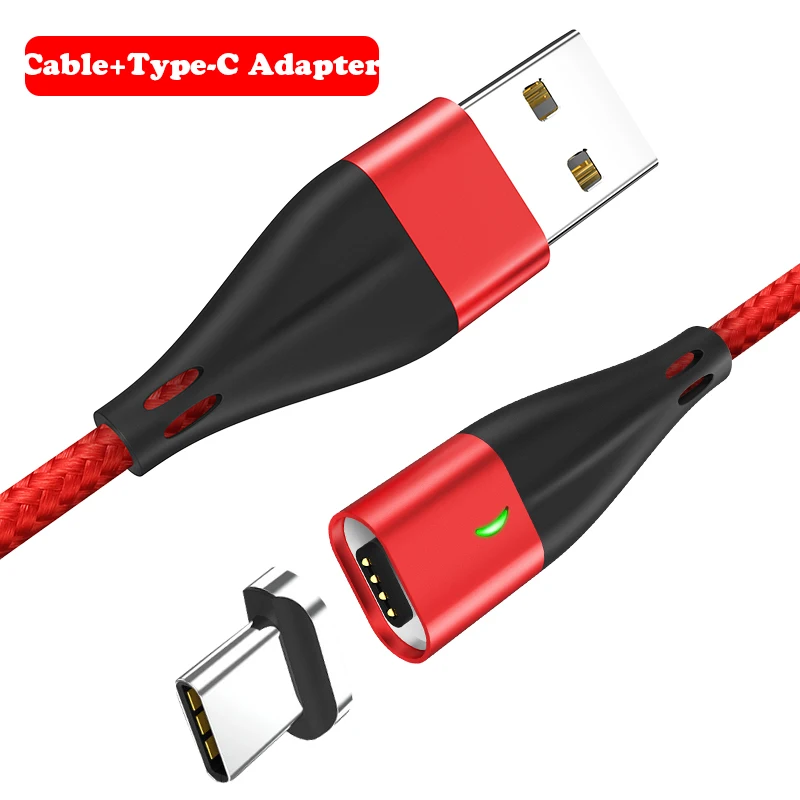 Red Cable-Type-C Быстрая зарядка 3,0 3A Магнитный кабель 1 м/2 м магнитное зарядное устройство Micro usb type C кабель передачи данных для быстрой зарядки поддержка передачи данных - Цвет: Red Cable-Type-C