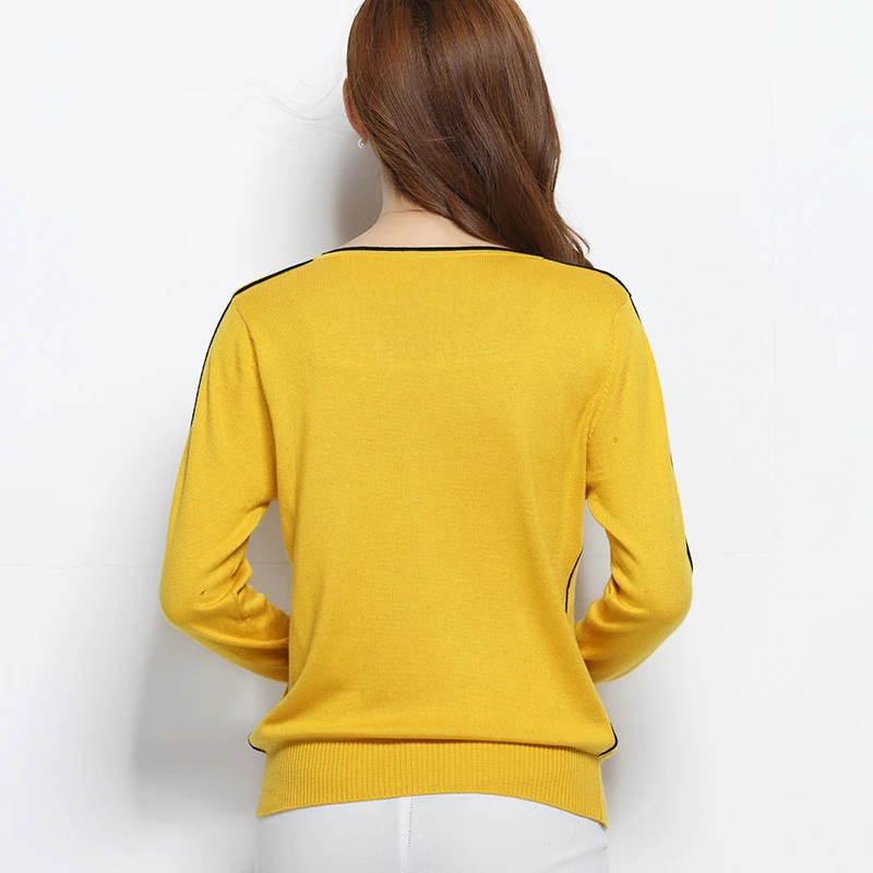 2019 New Autumn Winter Cashmere Sweaters Women Fashion Sexy V-neck Sweater Loose Wool Long Sleeve Plus Size Pullover | Женская одежда