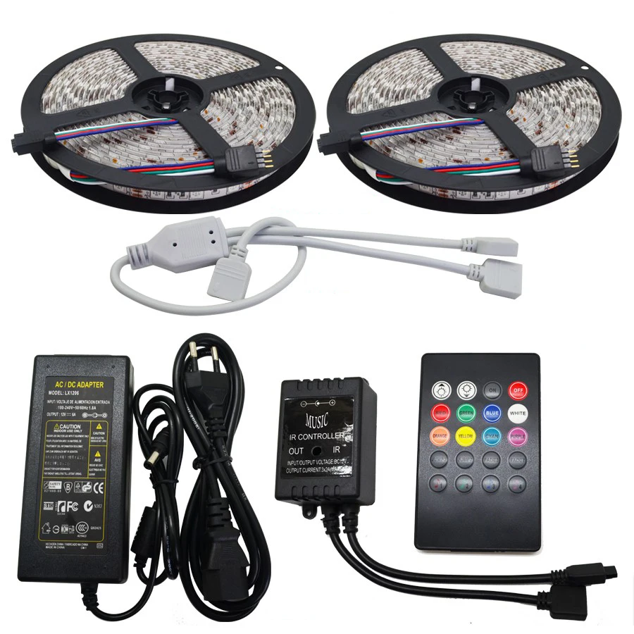 Музыка RGB Светодиодная лента 5050 60 светодиодов/м Диодная + музыкальный пульт