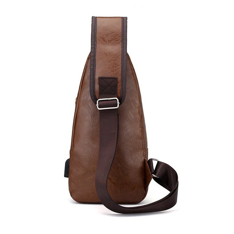 Fashion Men Shoulder Bags USB Charging Crossbody Short Trip Chest Bag PU Leather New Messenger Back Pack Travel | Багаж и сумки