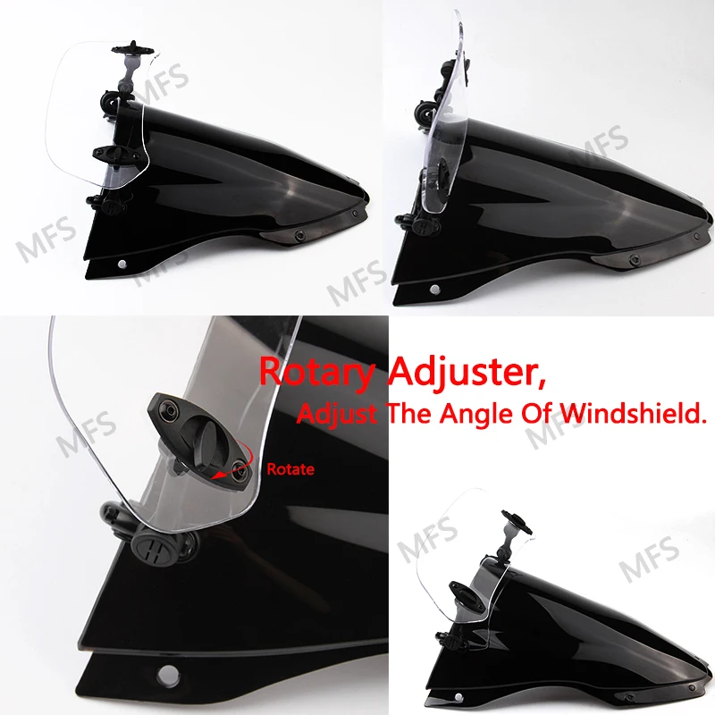 

For Triumph Suzuki Yamaha Honda Kawasaki KTM Motorcycle Windshield Risen Adjustable Windscreen Air Deflector Wind Screen Spoiler