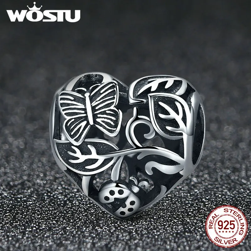 WOSTU Vintage Real 925 Sterling Silver The Garden After Rain Beads Fit Original Charm Bracelet DIY Jewelry Making Gift DXC155 | Украшения и