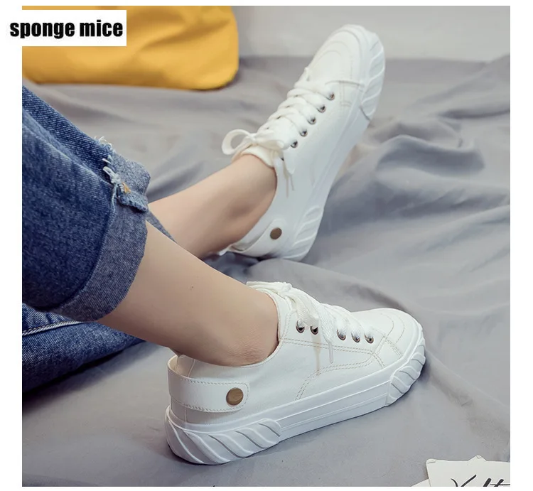 Новинка 2019 удобная повседневная обувь на плоской подошве парусиновая zapatos de mujer