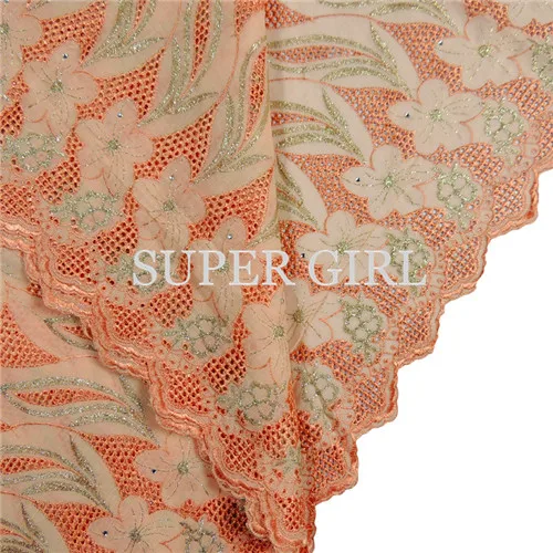 2017 красивая orange африканских сухой кружева хлопчатобумажные ткани вышитые