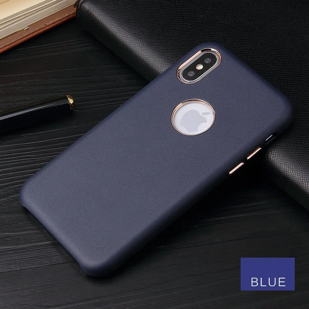 Blue With Logo Hole Кожаный чехол в стиле ретро для iPhone X XS MAX XR 8 7 Plus 6 6 S, бархатный чехол с логотипом, чехол с отверстием для iPhone 6 Plus, тонкий противоударный чехол, Fundas - Цвет: Blue With Logo Hole